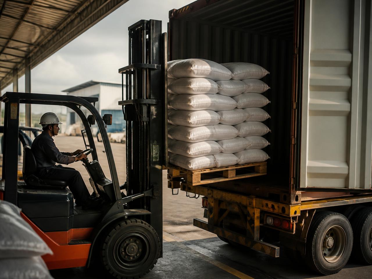 Dispatch — Rice moving along a conveyor inside a rice processing facility